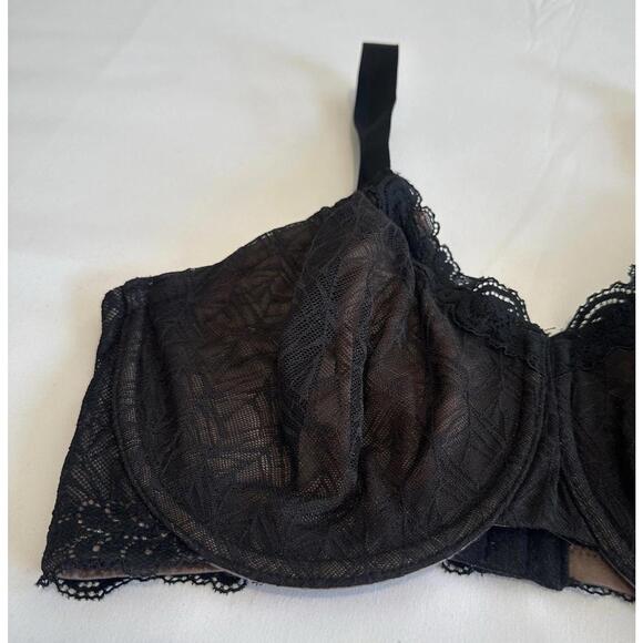 Wacoal 34G Black Lace Brown Underlay Convertible Bra Style 855295 Underwire - Picture 5 of 11